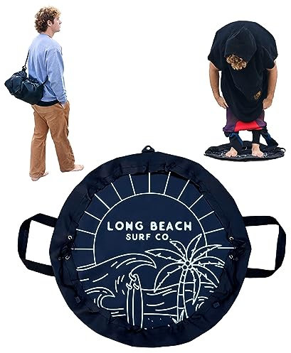 LONG BEACH SURF Company Neoprenanzug Wickelunterlage | Surfmatte | wasserdichte DryBag | Kordelzug für Nassbadeanzug | Surf-Wickelunterlage | Neoprenanzug-Tasche | Neoprenanzug-Matte
