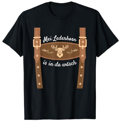 Trachtenshirt Dirndl Ersatz Shirt Bayrische Tracht Mei Lederhosn Is In Da Wäsch Lederhose Ersatz Lederhosn T-Shirt, Schwarz, Kurzarm