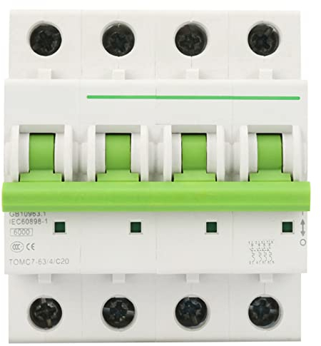 4P Typ C 6KA Leitungsschutzschalter Elektrischer Leistungsschalter 380V/415V AC 20A Sicherungsautomat 4-polig Schutzschalter Auslaufschutz Luftschalter (20A)