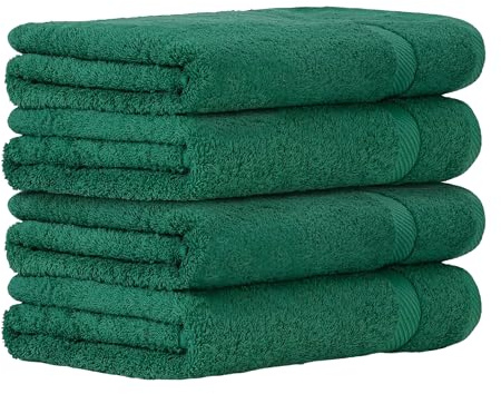 Luckytowel Handtücher Set 50x100 cm – Oeko-TEX Handtuch-Set aus 100% Baumwolle mit 600 g/m² – Frottiertücher mit Aufhängeschlaufe – flauschig & saugstark – Frottee Handtuchset – 4er Pack Grün