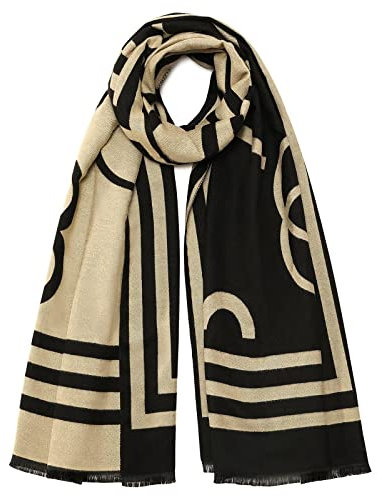 boruizhen Damen Schals Winter Warm Schal Wrap Weicher Großer Langer Schal mit Quaste Schwarz
