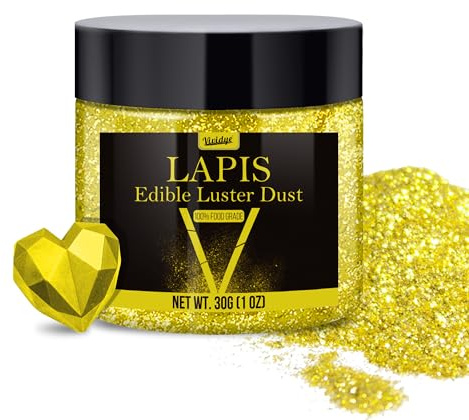 Edible Glitter Essbarer Glitzer - 30g Essbarer Glitzerpulver Glitzerstaub für Getränke, Lebensmittel, Kuchen - Essbares Metallisch Lebensmittelfarbe Glitzerpuder zum Cocktails, Torten (Lapis)