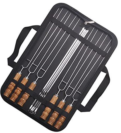 Supvox 10stücke Teiliges Bbq-spießset Aus Edelstahl Mit Holzgriffen Robuste Grillspieße Für Und Gemüse Ergonomisches Design Für Camping Und Grillpartys