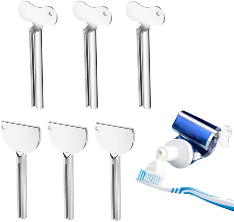 Tubenquetscher 6 Stück, Tubenausdrücker，Edelstahl Zahnpasta Tubenpresse，Toothpaste Squeezer，für Kosmetik, Schuhcreme, Haarfärbemittel, Pigmente，Geeignet für Küche, Bad, Studio
