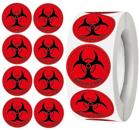 1 Inch Biohazard Stickers Waterproof Biohazard Warning Hazard Labels - Biohazard Decals Biohazard Warning Sign for Labs, Hospitals and Industrial Use 300 Pcs (1inch)