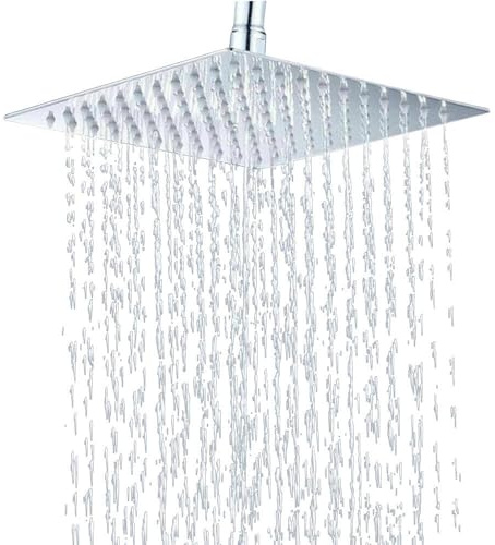 Duschkopf Regendusche Chrom 40X40cm Edelstahl Regendusche Kopfbrause Quadrat Ultradün Dusch Selbstreinigende Regendusche Brausekopf Quadratisch