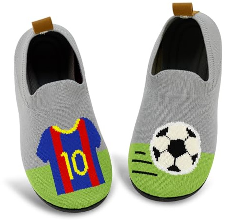 qpyysz Pantoufles pour enfant garçon - Chaussons de gymnastique pour garçon - Pieds nus - Chaussons de maternelle - Pantoufles respirantes et antidérapantes, Football, 27/28 EU Large
