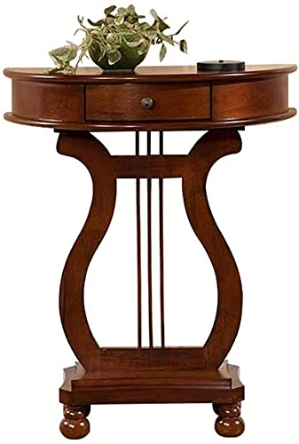 Halbrunder Konsolentisch aus Holz mit rechteckigem Sockel, moderner Kirschbaum, halbrund, Flur-Wandtisch für kleine Räume, Harfe, Designer-Akzenttisch