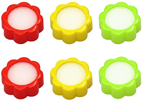 Lotsdonxia 6-Piece Flower-Shaped Sponge Finger Moistener Anti-Slip Wet Fingertip Tools for Cash Handling and Office Use (Random Colours)