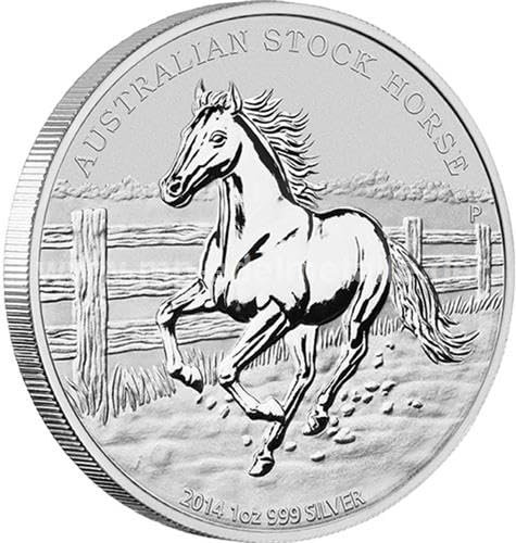 Generisch 1 oz Silbermünze Australien Stock Horse 2014 - 1 Unze 999 Silber mit Zertifikat und Kapsel