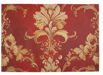 European Red Gold Vintage Pattern Oversized placemats for Dining Table Reversible placemats Table mat Washable underplate mat Washable placemats Set of 6 12x18