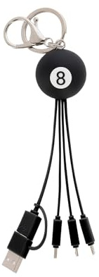 LEGAMI - Link Up 8 Ball Multiple Ladekabel mit Schlüsselkette, 4 Ladekabel, USB Typ-C Micro-USB, Lightning, mit USB Typ C Adapter, TPE-beschichtetes Kabel