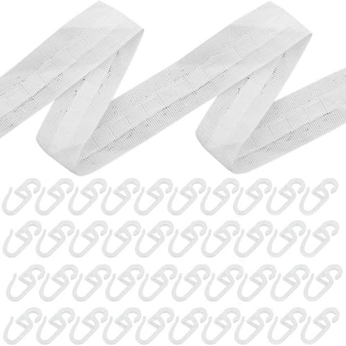 Vorhang Faltenband, 30m*2.5cm Polyester Gardinenband, Gardinenband Kräuselband, Gardinenband, Bleiband für Gardinen, Überschrift Band für Gardine Haken, Gardinenband zum Aufnähen, für Fenstervorhang