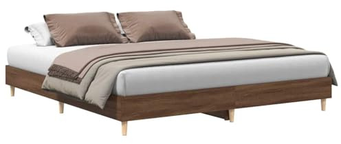 vidaXL Estructura de Cama sin colchón marrón Roble 200x200 cm, Muebles de Dormitorio, Base de Cama, Cama Doble, Cama, armazón de Cama, Cama con palets