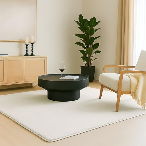 VOUNOT ® Tapis de Salon Moderne Ultra Doux Tapis à Poils Ras Lavable en Machine avec Un sous-Tapis antidérapant fourni pour Le Salon la Chambre ou la terrasse 80x150cm Crème