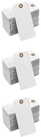 Rfeeuubft GroßE PapieranhäNger mit VerstäRkungsloch und Befestigter Schnur, 600 StüCk PapieranhäNger zum AufhäNgen mit Elastischem Seil