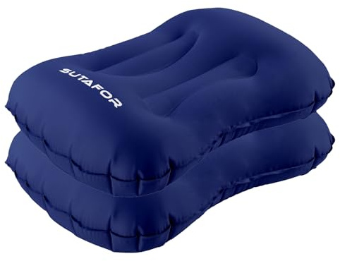 SUTAFOR 2Pcs Coussin de Voyage Ultraléger 73g Oreillers de Camping Coussin Gonflable de Plage Coussin en TPU pour Randonnée Extérieur, Bleu