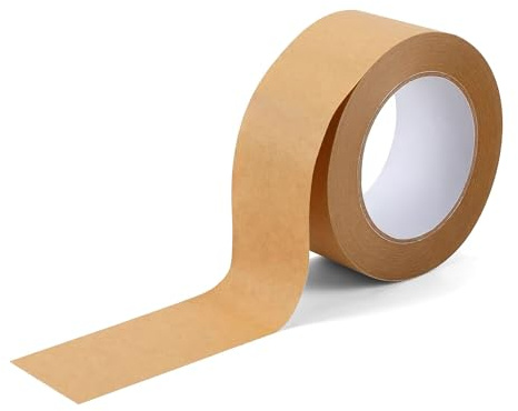 BoxDirect® 1 Roll Eco Kraft Paper Tape – 48mm x 50m – Strong Self-Adhesive Parcel Tape - Recyclable, Biodegradable, Easy Tear Brown Paper Tape for Packaging, Shipping & Framing