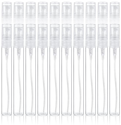 YBEATY 20 Pcs Mini Spray Bottles Perfume Sample Bottles 10ml Clear Glass Refillable Fine Mist Atomizer Sprayer Small Portable Travel Dispenser Cosmetics Spray Containers Empty for Essential Oils