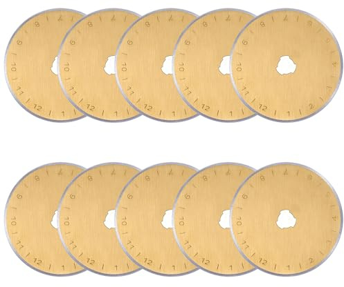 Vleant 10 Stück Rollschneider Ersatzklingen 45mm, Titan-Beschichtung, SKS-7 für Stoff, Leder und Papier