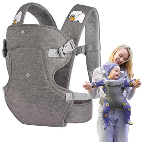 2-in-1 Babytrage mit ergonomischer Babytrage – Tragetuch, leicht und verstellbar, mit Hüftsitz, atmungsaktiv, für Wandern, Reisen