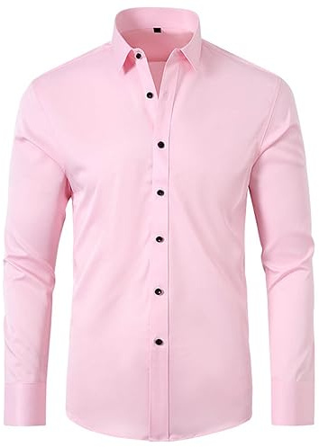 UHouse Chemise Homme Coton Casaul Vetement Manches Longues Habillée Haut Décontracté Chemises Leger Tunique Respirant vêtement Fin Cut Button Down Shirt