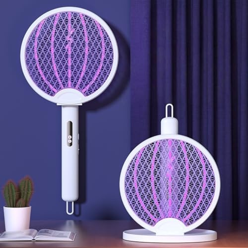 Mateju Elektrische Fliegenklatsche USB C, Elektrische Fliegenklatsche Extra Stark Aufladbar USB Fliegenfänger Insektenfalle, für Indoor Küche Gärten (XH-43B-Weiß)