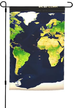 Impression de carte du monde, polyvalente et élégante, drapeau de jardin pour toutes les saisons, décoration de patio en plein air, porches et jardins