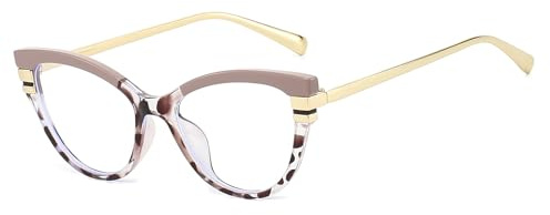 LJCZKA Katzenauge Blaulichtfilter Brille Damen Brille Ohne Stärke Cateye Blaue Licht Blockieren Brille Anti-Müdigkeit Computerbrille für Gaming, Handy