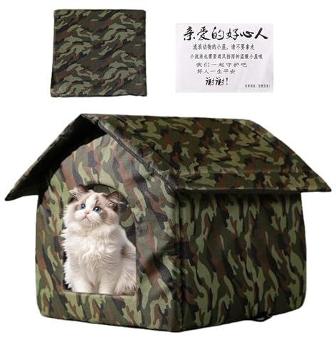 Ziennhu Katzenhaus Paola Eco – Wind- Und Regensichere Katzenhütte | Große Warme Outdoor Katzenbox Für Winter | Faltbare Haustier-Unterkunft Mit Tür, Und Fixiernägeln | Komfortable Schutzhütte