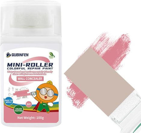 Liten färgrulle – liten rullpensel för touch up – bärbar 2-i-1 väggverktyg säker tvättbar för toalett, vardagsrum, badrum, kök, sovrum