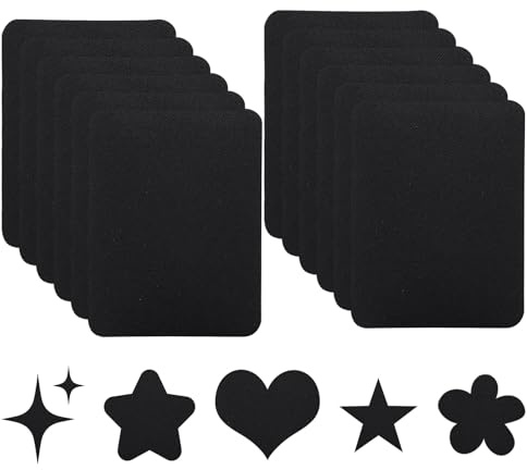12Stück Jeans Flicken zum Aufbügeln Innen,Bügelflicken Bügel Patches Kinder Aufnäher Erwachsene Selbstklebender Stoff Aufkleber Kleidung Iron on Repair Patch Bügelvlies Reparatur,Textilien (Schwarz)