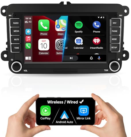 Ninetom 7 CarPlay Car Stereo for VW Golf 5/6, Passat, Polo, SEAT, Skoda | Wireless CarPlay, Android Auto & Mirrorlink HD Linux Touchscreen for VW Jetta, Bora, Vento, Caddy, T5, Tiguan, Touran, CC