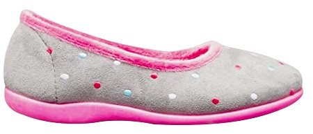 Sleepers Womens/Ladies Isla Dotted Ballerina Memory Foam Slippers (6 UK) (Grey/Fuchsia)