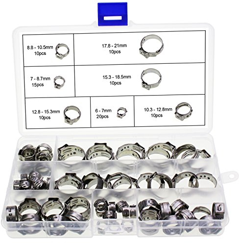 HSEAMALL 85 Pezzi Fascette Stringitubo 7-21mm Regolabile Fascette Stringitubo Acciaio inox Morsetti per tubi Fascette Metalliche adatto per Tubi Gas, Acqua