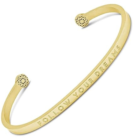 SIMPLE PLEDGE | Follow your Dreams Armreif | Armband Damen mit Gravur in Silber, Gold, Roségold | Perfekt als Schmuck Geschenk | Blindgravur