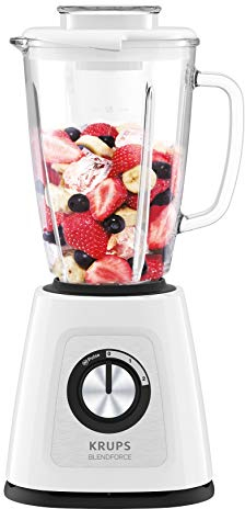 Krups KB4351 Blendforce+ Batidora de vaso | 800 W | Recipiente de vidrio resistente al calor de 1,75 l | 6 cuchillos con Powelix | 2 velocidades+Pulse | Función Ice Crush | Tecnología Smart Lock |