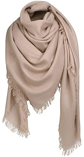 Superora Alleza Echarpe Foulard Châle à Carré Coton Femme pour Automne Hiver,140cmx140cm,Beige