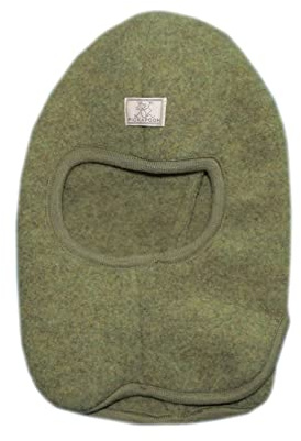 PICKAPOOH Baby/Kinder Sturmhaube aus reinem Bio-Wollfleece, Moos, Gr. 50
