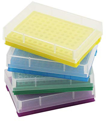 PCR Tube Rack for 0.2ml Micro-Tubes, 8 x 12 Array Pack of 4(Blue/Yellow/Purple/Green)