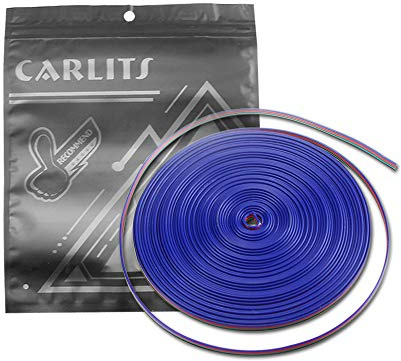 CARLITS cable de extensión RGB de 33 pies, 22 AWG, 4 pines, calibre 22, conector de línea de cable de 10 m, 4 conductores para tira LED RGB 5050 3528