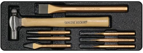 George Tools 8 TLG. Hammer und Feilenset für Werkzeugwagen – inkl. Schlosserhammer, Meißel, Ankörner, Splinttreiber, Durchtreiber - universelle Einlage für Werkstattwagen