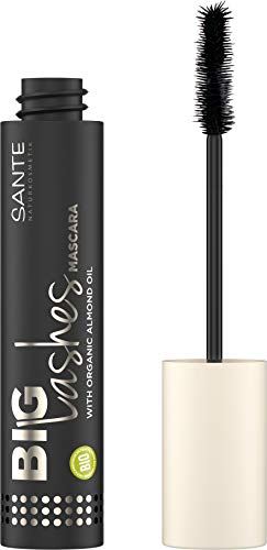 SANTE Naturkosmetik Big Lashes Mascara 01 Black, Schwarze Wimperntusche für XL Wimpern, Für dichte & lange Wimpern, Bio-Mandelöl Extrakt, Vegan, 10ml