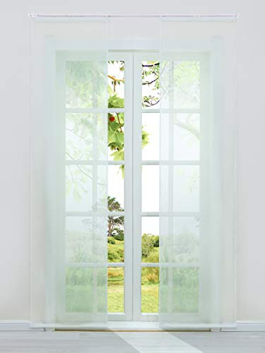 HeichkelL Schiebegardinen 2er-Set Einfarbige Flächenvorhänge Gardine Voile Halbtransparenter Schiebevorhang, Klettband und Beschwerungsstangen, Beige, Jedes Stück BxH 57x225 cm