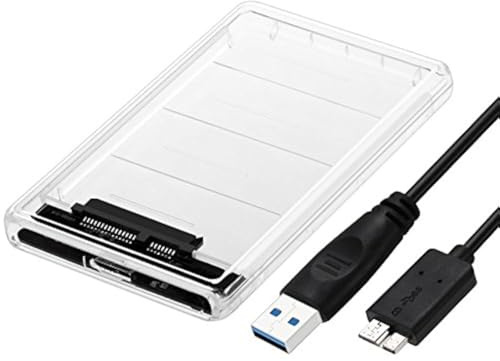 Multibao USB 3.0 to SATA External Hard Drive Enclosure Caddy Clear Case For Hard Drive 2.5 Inch HDD / SSD