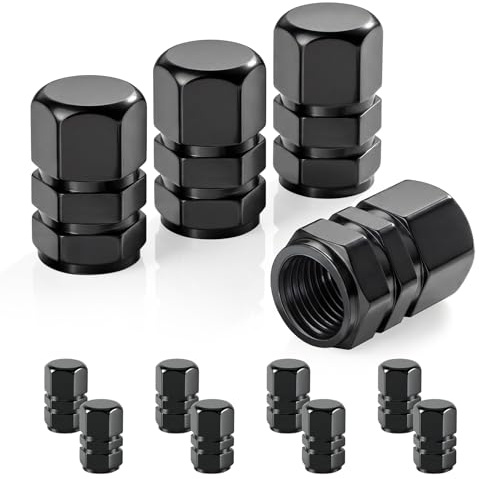 JUSTTOP Car Tire Valve Stem Caps, 12pcs Air Caps Cover, Universal for Cars, SUVs, Bike, Trucks and Motorcycles-Black