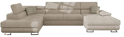 Mirjan24 Ecksofa Cotere Bis, Eckcouch, Sofa mit Schlaffunktion und Bettkasten, U-Form Couch Farbauswahl Wohnlandschaft vom Hersteller (Uttario Ve. 2979 + Senegal 825, Seite: Links)