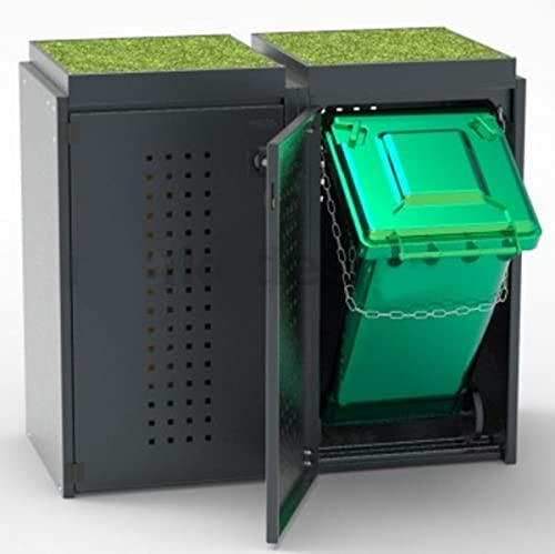 Reinke Mülltonnenbox für 2x120L Tonnen mit Pflanzenwanne, Aluminium, Farbe: Anthrazit, Mülltonnenhaus