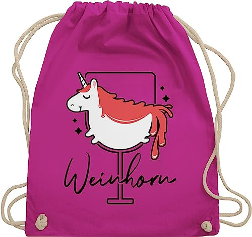 Shirtracer Turnbeutel Rucksack - Party & Alkohol Damen - Weinhorn - schwarz - Unisize - Fuchsia - saufrucksack sauf wein sportbeutel festival clothes alki beutel trinkgeschenke saufen stoffrucksack