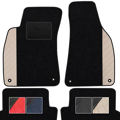 moto-MOLTICO Fußmatten Auto Velours Autoteppiche | Schwarz Automatten Set 4-teilig - Auffälliges Design - passend für Audi A5 2007-2016 (Beiges Muster)